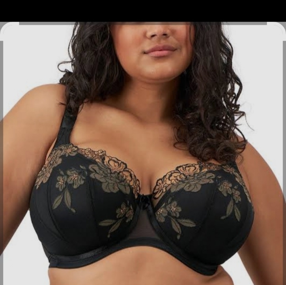 Elomi Black and Gold Floral Bra 40M